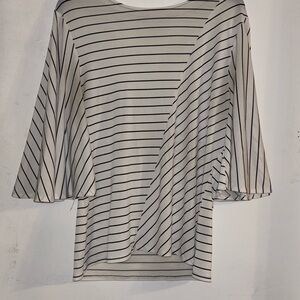 Worthington Asymmetrical Striped Blouse - Black and White